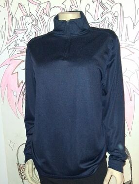French Toast Navy Mock Neck Top with Red & White Trim